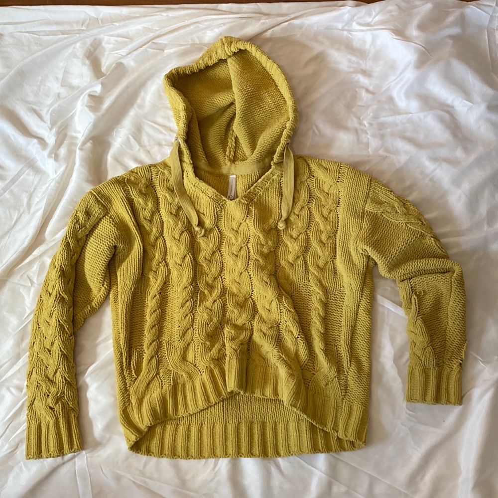 Yellow Knit Hooded Sweater
